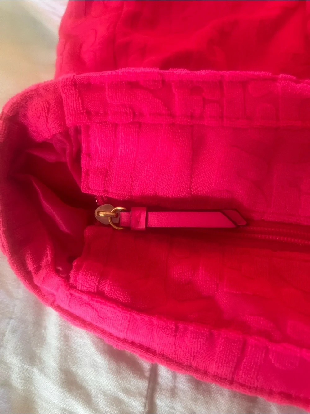 Victoria Secret bright pink terry cloth  tote